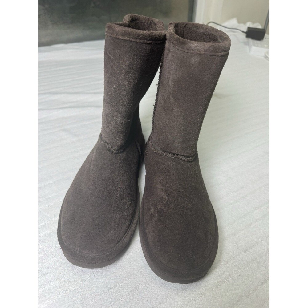 Bearpaw Women’s Brown Suede Mid-Calf Boots Size 10 Faux Fur Lined Winter